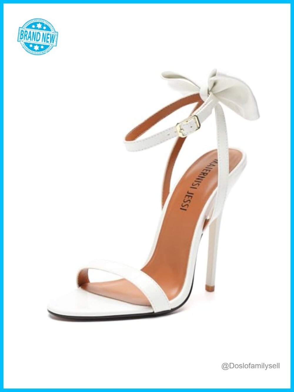 Unisex Bow Stiletto Heeled Sandals Ankle Strap Slingback 5.1 Inch High Heels